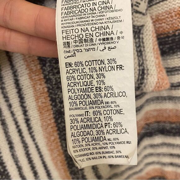 Billabong Baja Beach Stripe Pullover Sweater Hoodie open knit beachy boho M - Picture 9 of 10